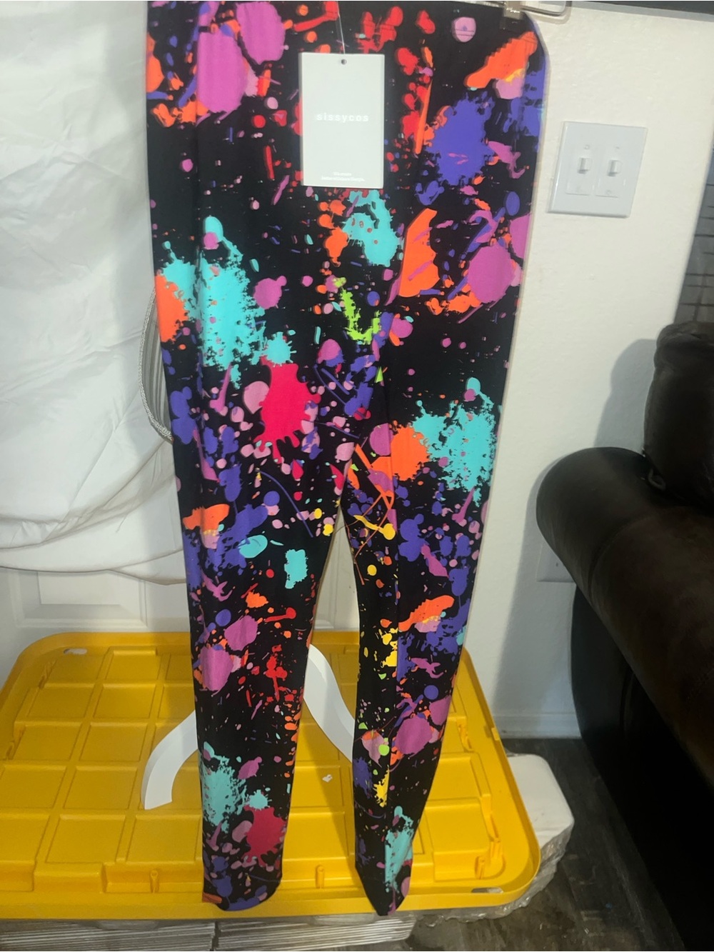 Sissycos Black Colorful Paint-Splash Leggings